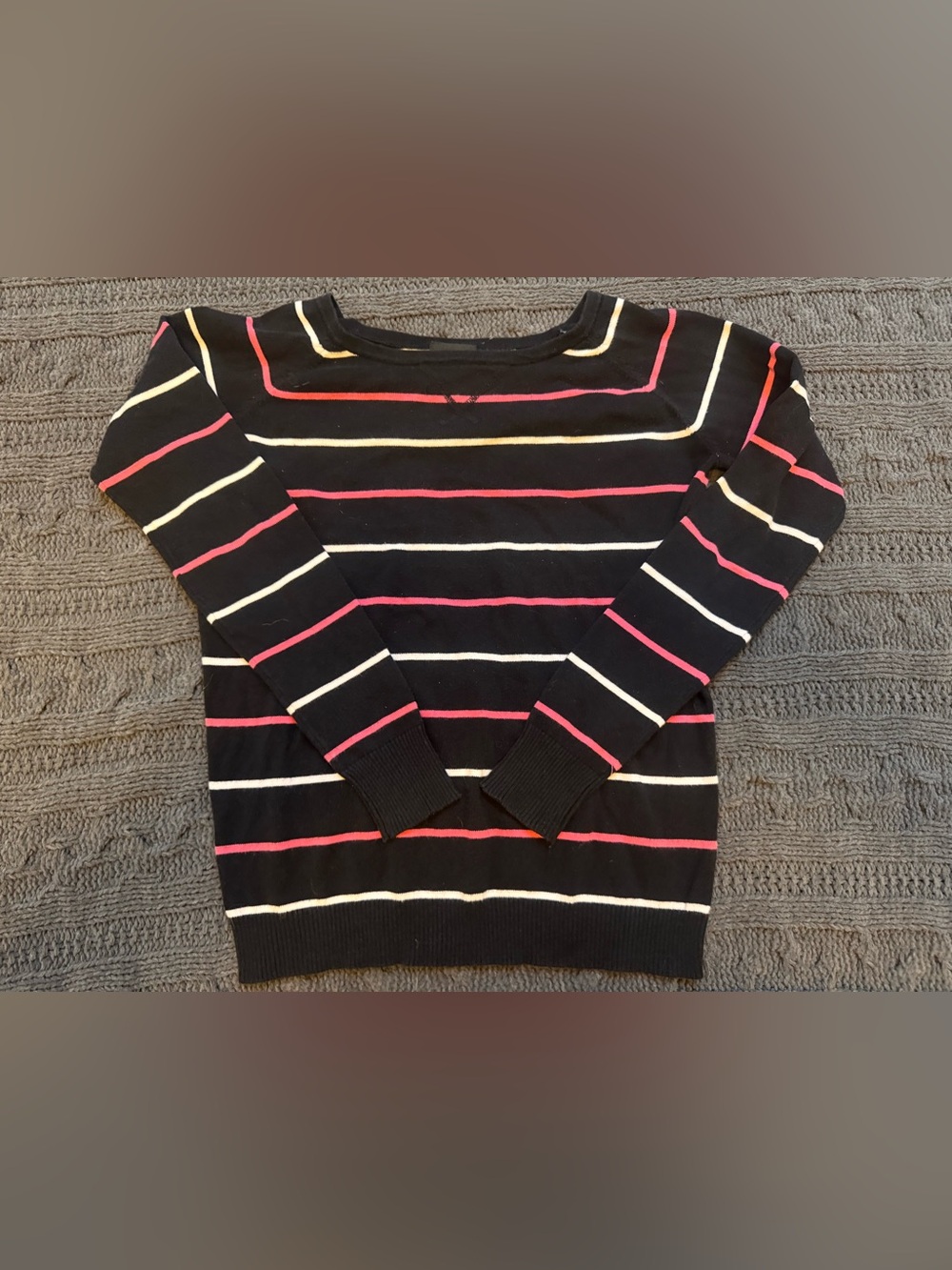 Rue21 Black Striped Women's Sweater with Pink and White Stripes (Medium)